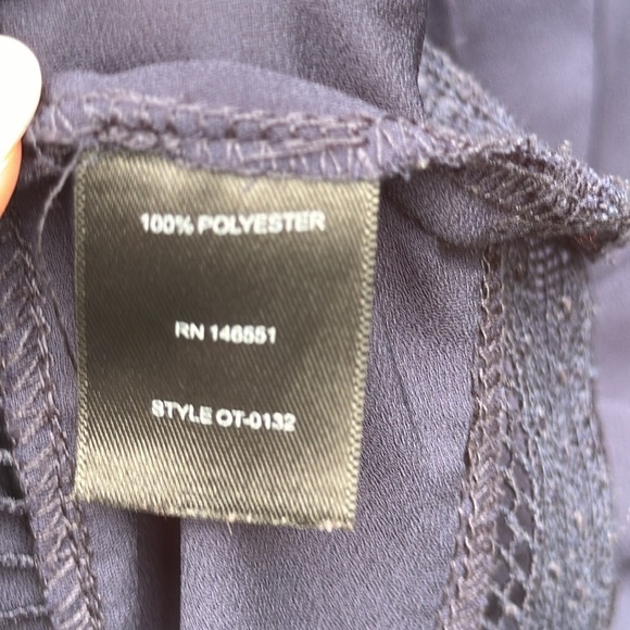 Octavia navy blouse, lace details, bell sleeves, size medium - Picture 5 of 6